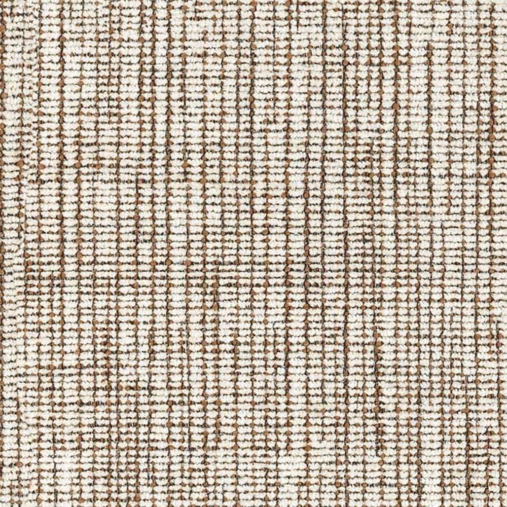 Close-up of a woven neutral beige and brown upholstery fabric swatch with a subtle grid-like texture; 40% rayon, 8% wool, 35% acrylic and 17% triacetate blend designed for contemporary sofas.