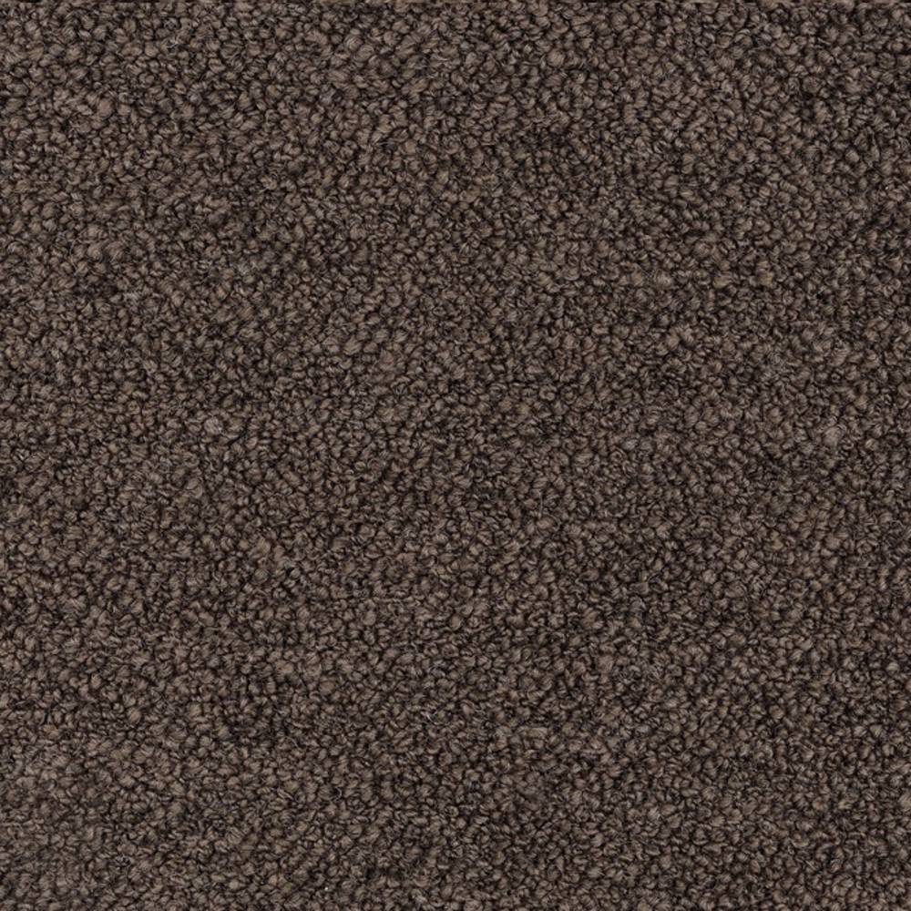 Close-up of neutral gray boucle upholstery fabric showing dense looped texture in a 30% wool, 40% acrylic, 30% polyester blend, ideal for contemporary modern sofas.