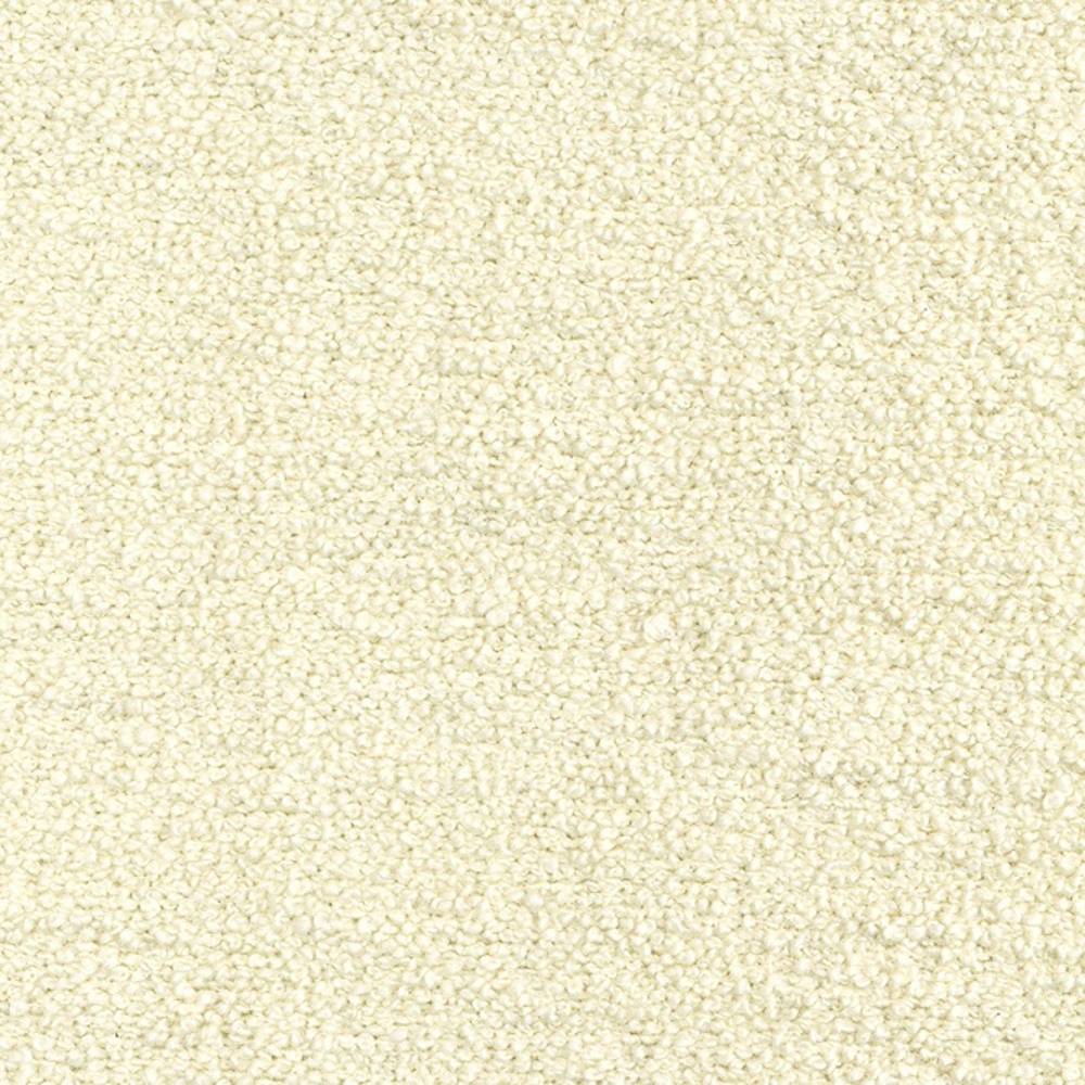 Close-up of cream boucle upholstery fabric showing tight looped wool-blend texture (30% wool, 40% acrylic, 30% polyester), ideal for contemporary sofa upholstery.