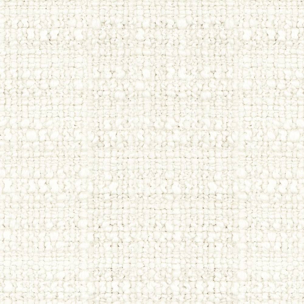 Close-up of cream upholstery fabric in a 32% wool, 48% acrylic, 20% triacetate blend, showing a soft textured bouclé looped weave ideal for sofas and neutral interiors.