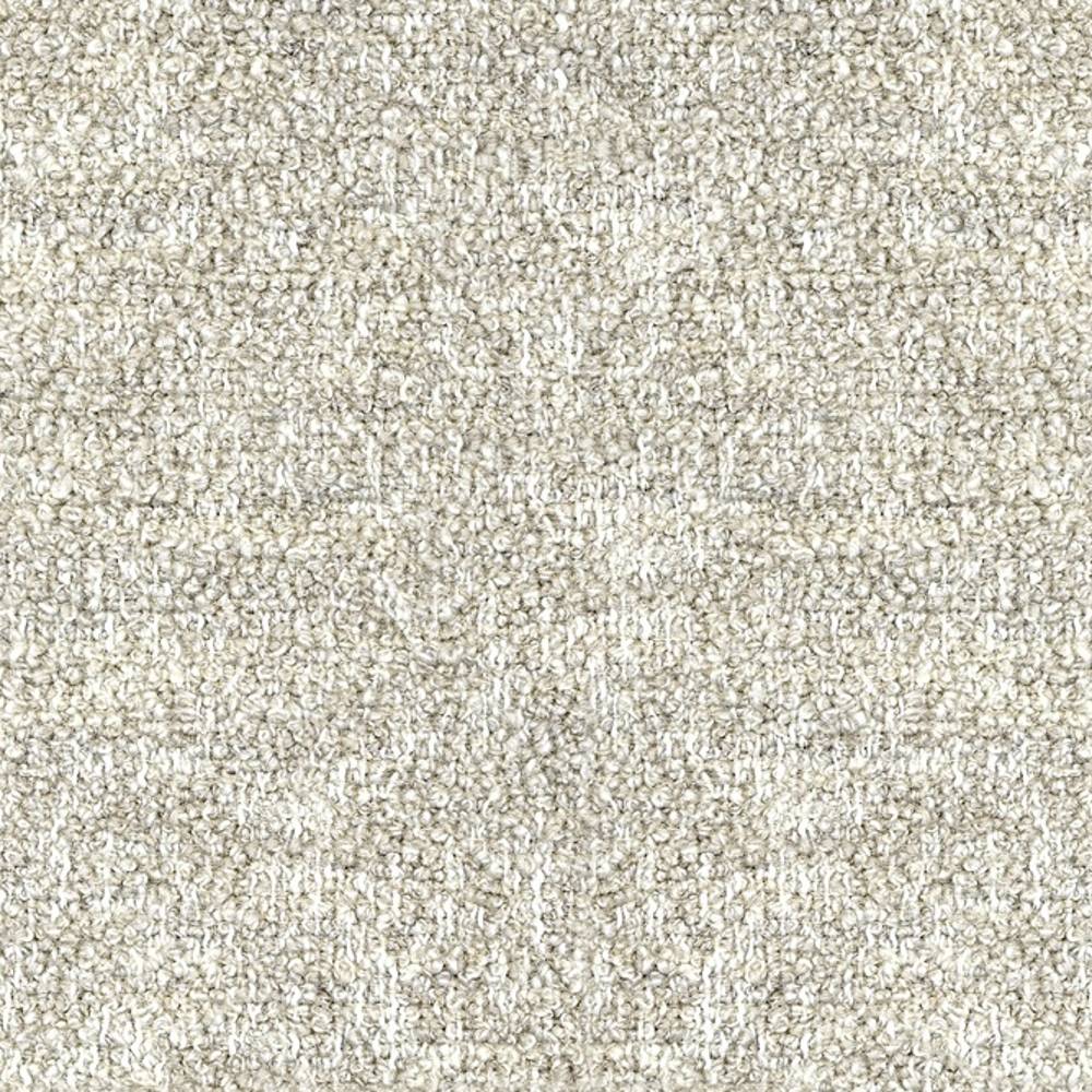 Close-up of cream boucle upholstery fabric showing tight, looped texture in a 25% wool, 50% acrylic, 25% triacetate blend, suitable for contemporary sofa upholstery.