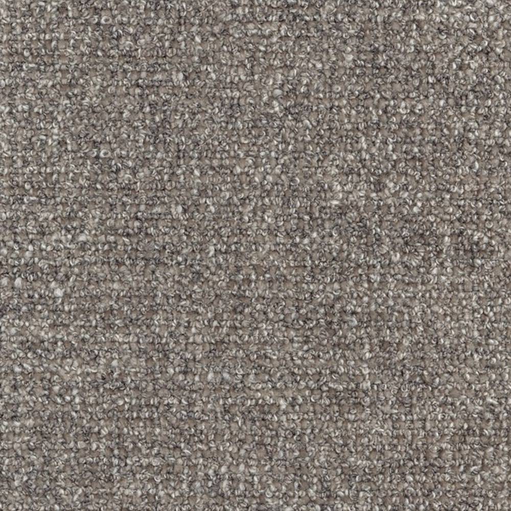 Close-up of taupe beige boucle-look upholstery fabric showing tight looped texture and neutral gray-brown tones, ideal for contemporary sofa upholstery; durable 30% wool, 42% acrylic, 28% triacetate blend.
