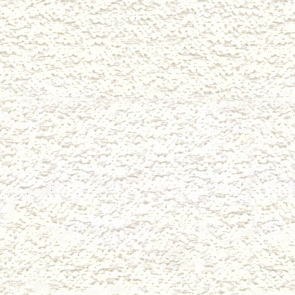 Close-up of a cream plush boucle upholstery fabric swatch showing dense looped texture and subtle horizontal striations; composition 12% wool, 24% acrylic, 64% triacetate for sofa upholstery.