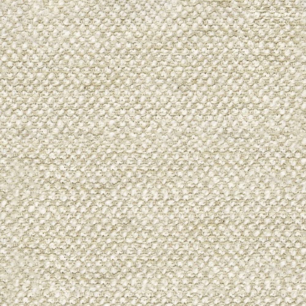 Close-up of soft cream boucle upholstery fabric showing a nubby, looped texture made from a wool, acrylic and linen blend, ideal for contemporary and modern sofas.