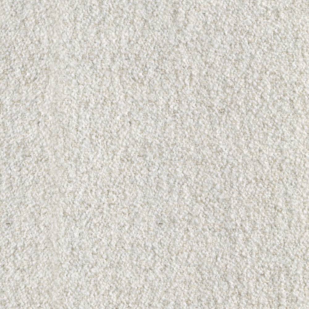 Close-up of cream felted wool-look boucle upholstery fabric showing a soft, nubby texture for sofas; durable blend of wool, acrylic, linen, rayon and triacetate.