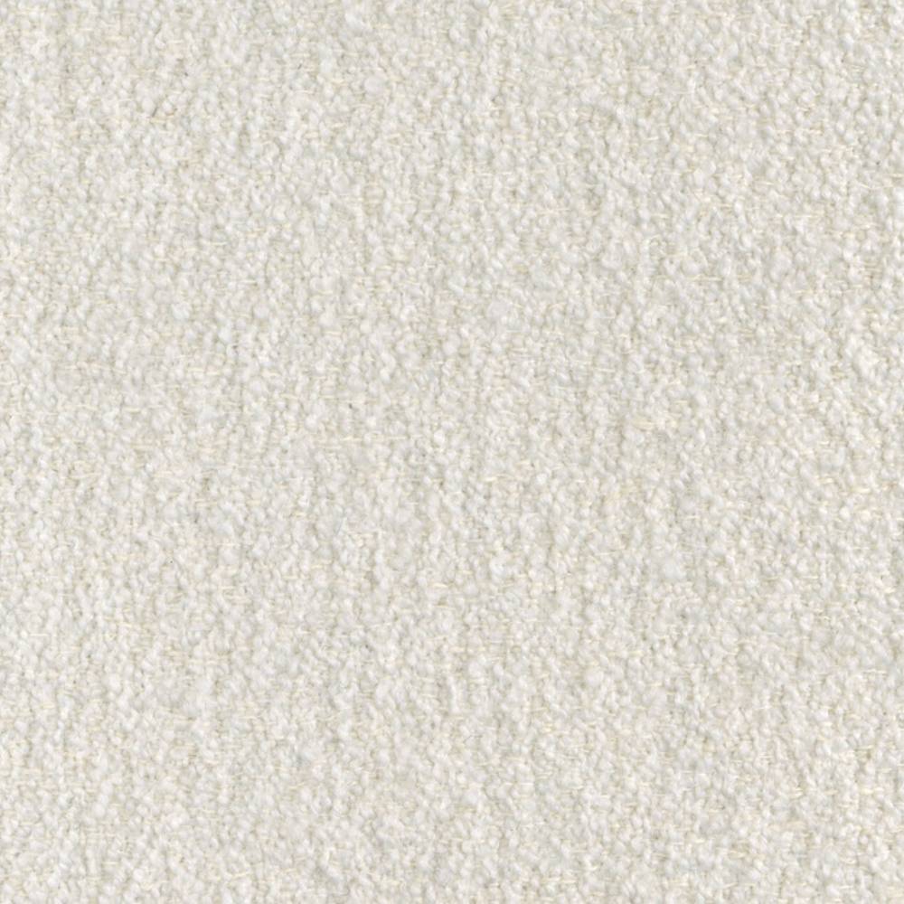 Close-up of cream felted wool-look boucle upholstery fabric showing a soft, looped texture; durable indoor sofa fabric made from a wool, acrylic, linen, rayon and triacetate blend.