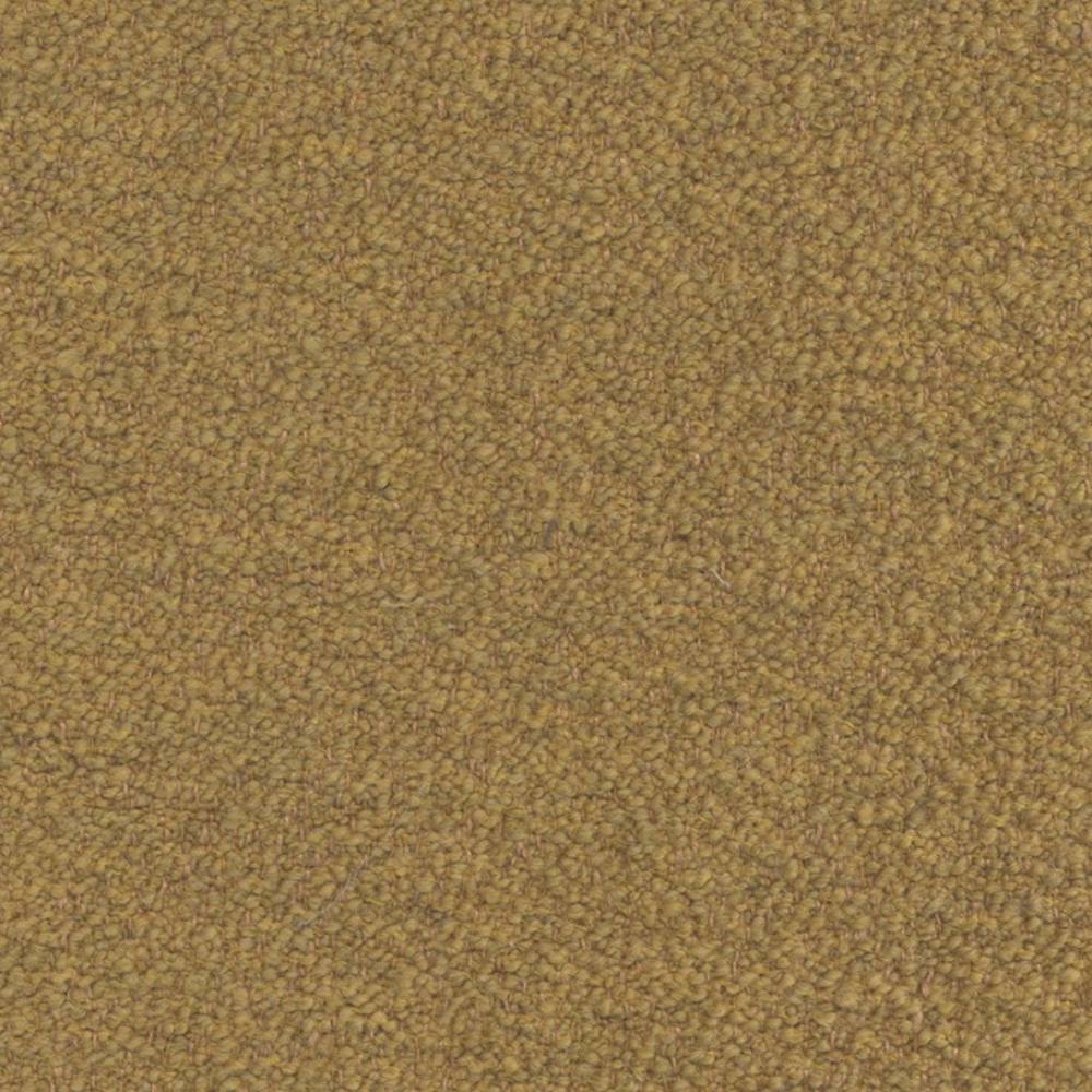 Close-up of warm camel felted wool-look boucle upholstery fabric showing dense, looped texture; durable blended fibers (wool, acrylic, linen, rayon, triacetate) ideal for indoor sofa upholstery.