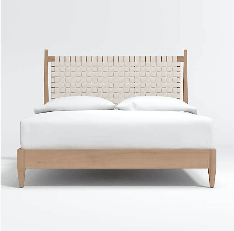 Clarence Teak and Leather Bed - INTERIORTONIC