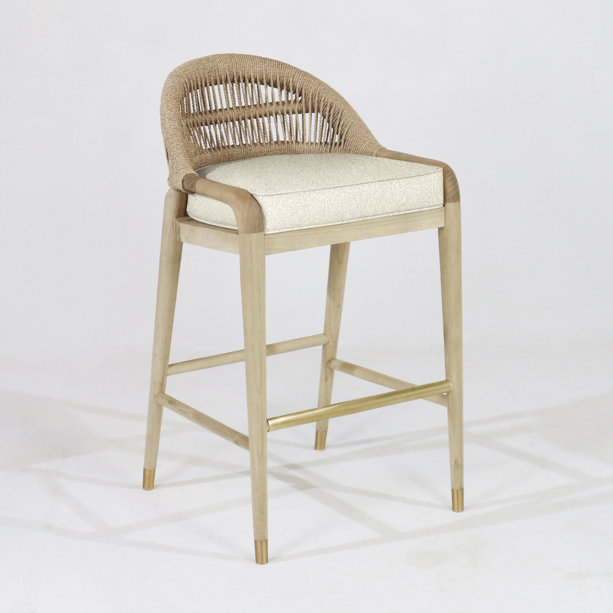 Fara Blonde Rope-Backed & Upholstered Bar Stool