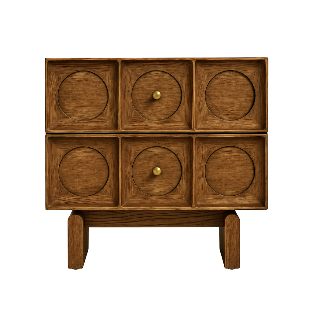 Amelia Solid Wood Large Nightstand with Brass Handles