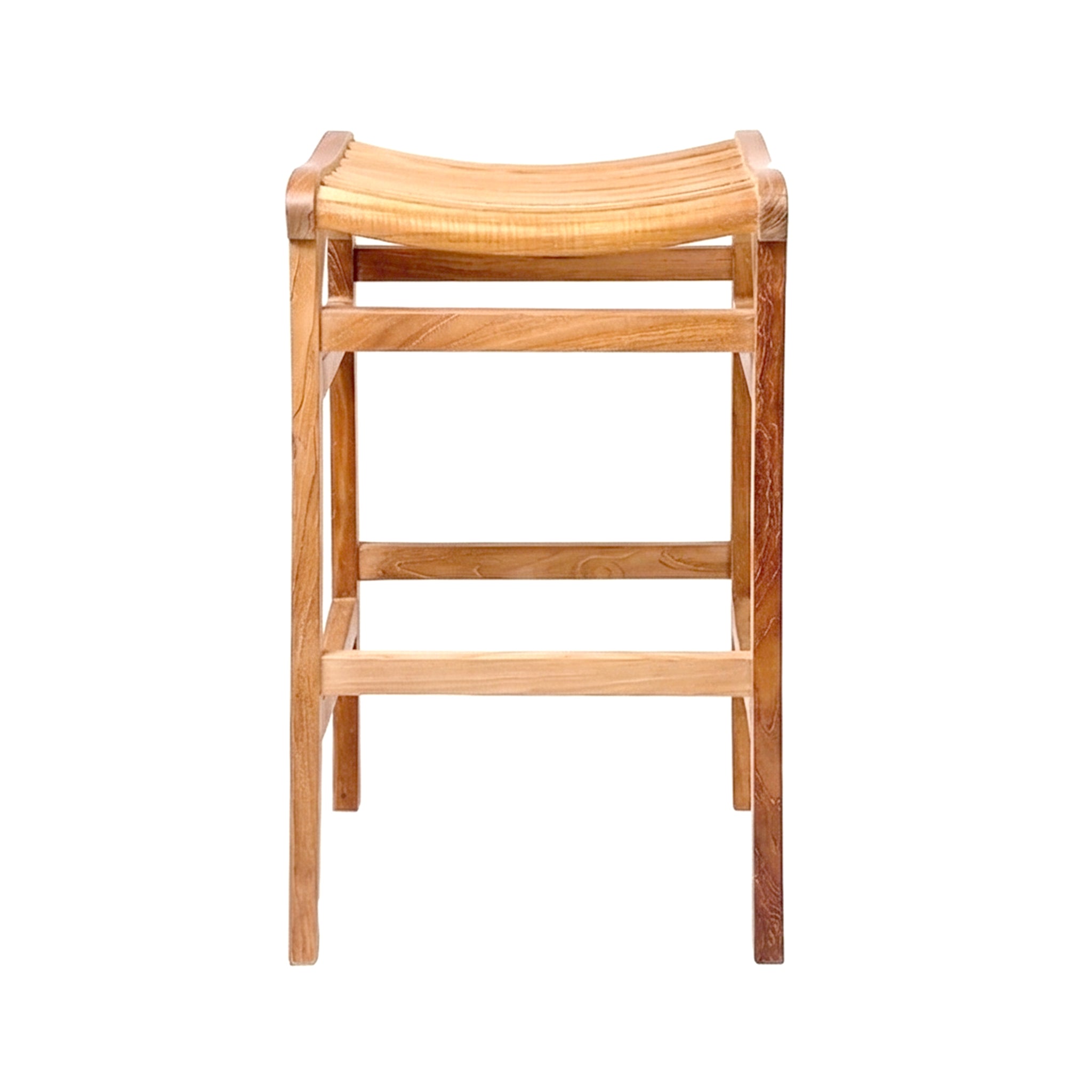 Aurelien Backless Teak Outdoor Bar Stool