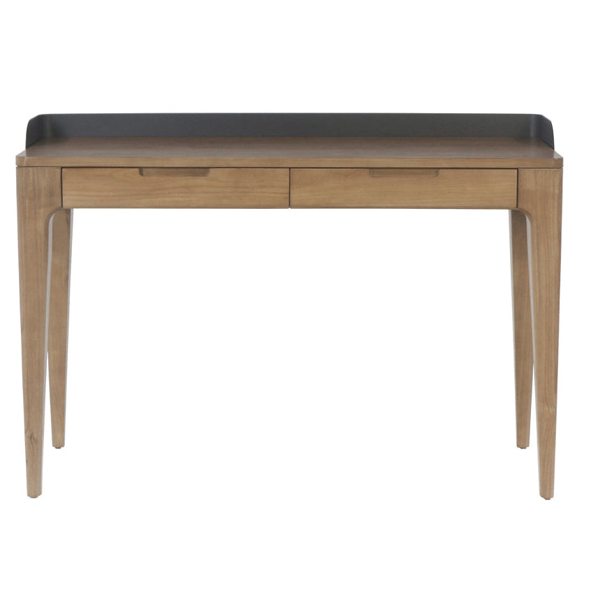 Millis Light Teak Finish with Matte Black Steel Cover Desk