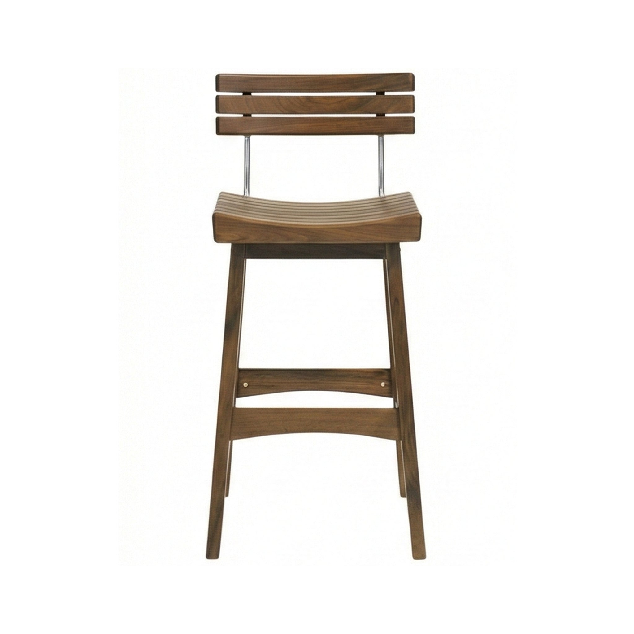 Gregoire Teak Outdoor Bar Stool with Curved Back