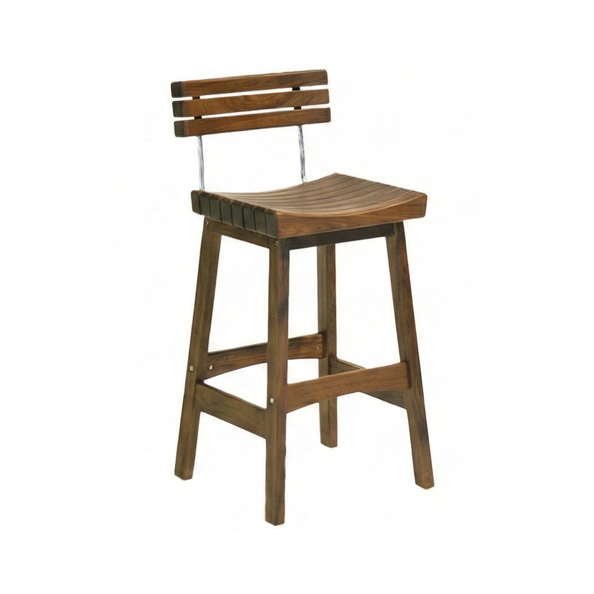 Gregoire Teak Outdoor Bar Stool with Curved Back