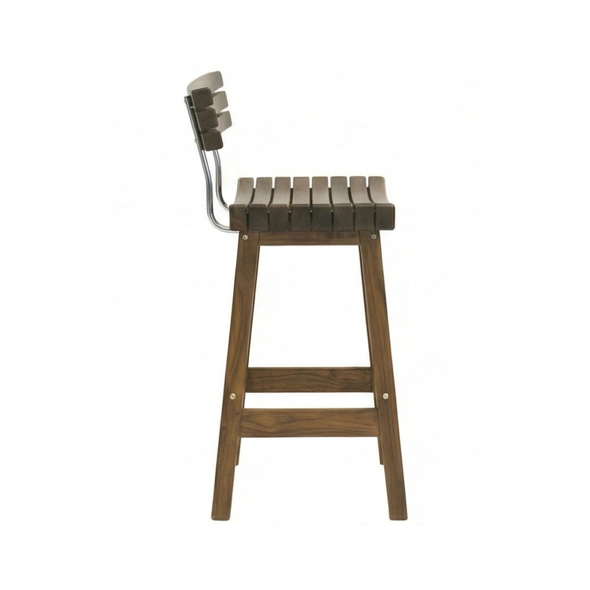 Gregoire Teak Outdoor Bar Stool with Curved Back