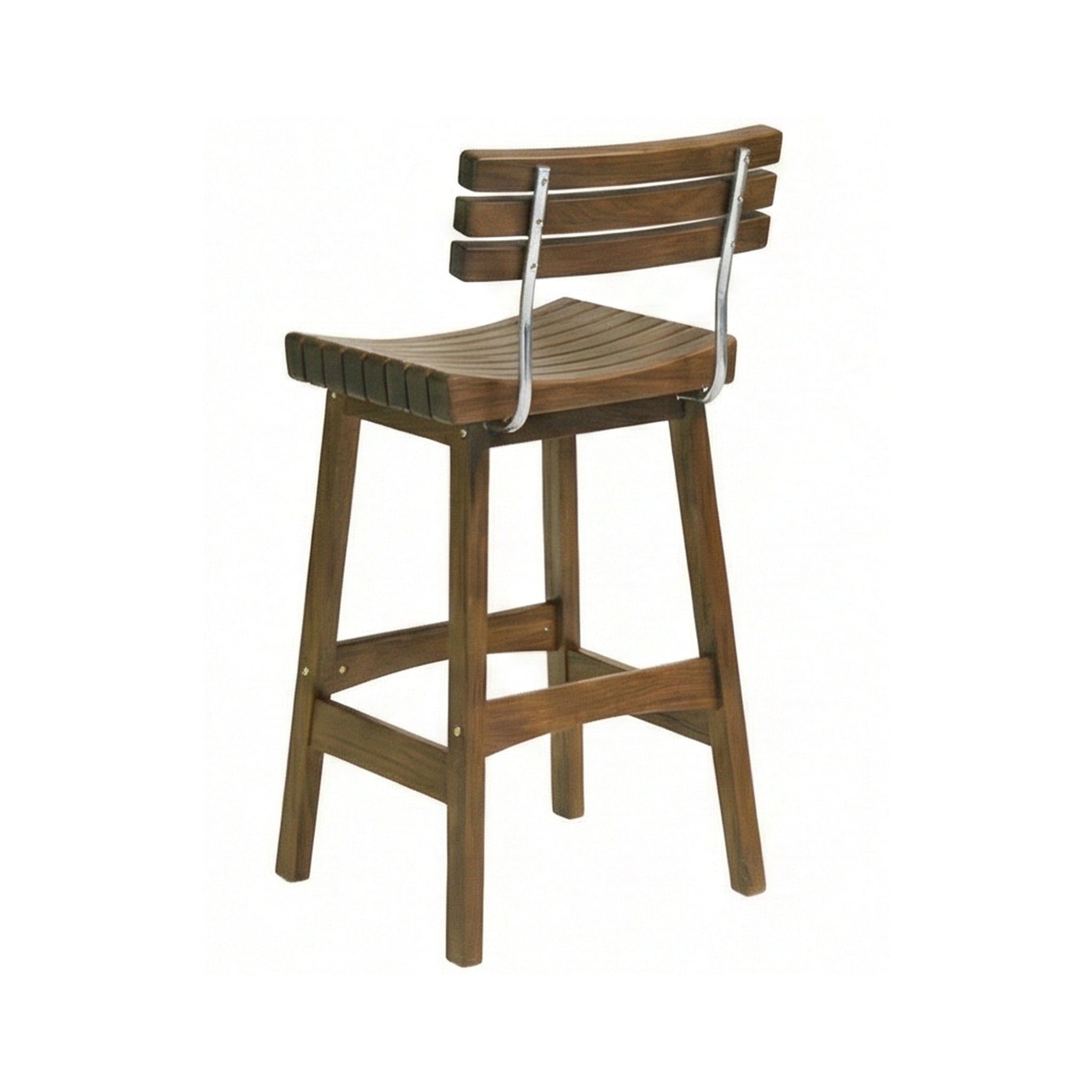 Gregoire Teak Outdoor Bar Stool with Curved Back
