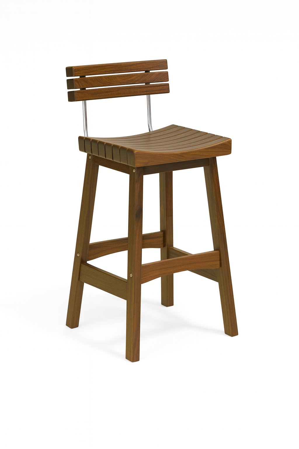 Gregoire Teak Outdoor Bar Stool with Curved Back