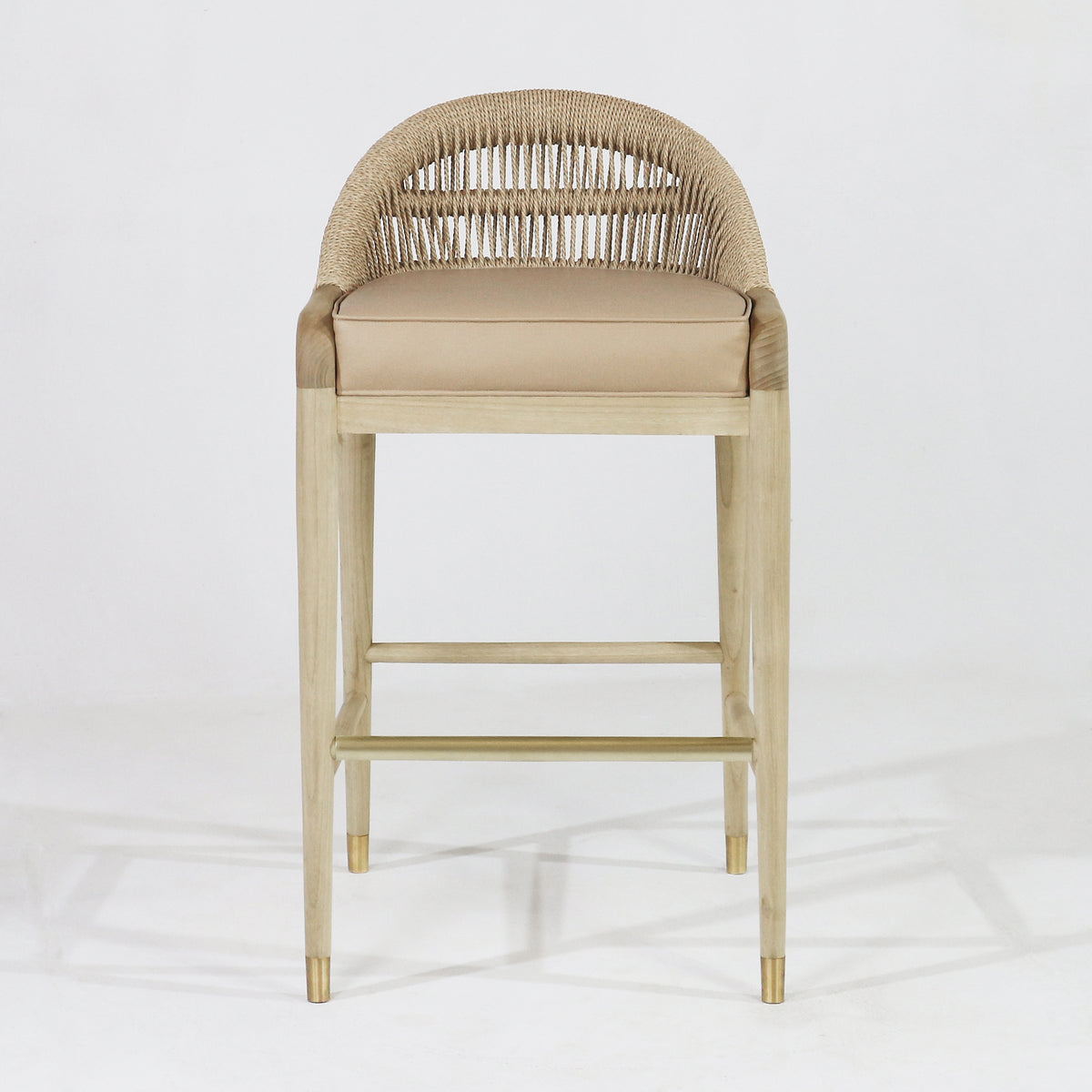 Fara Blonde Rope-Backed &amp; Upholstered Bar Stool