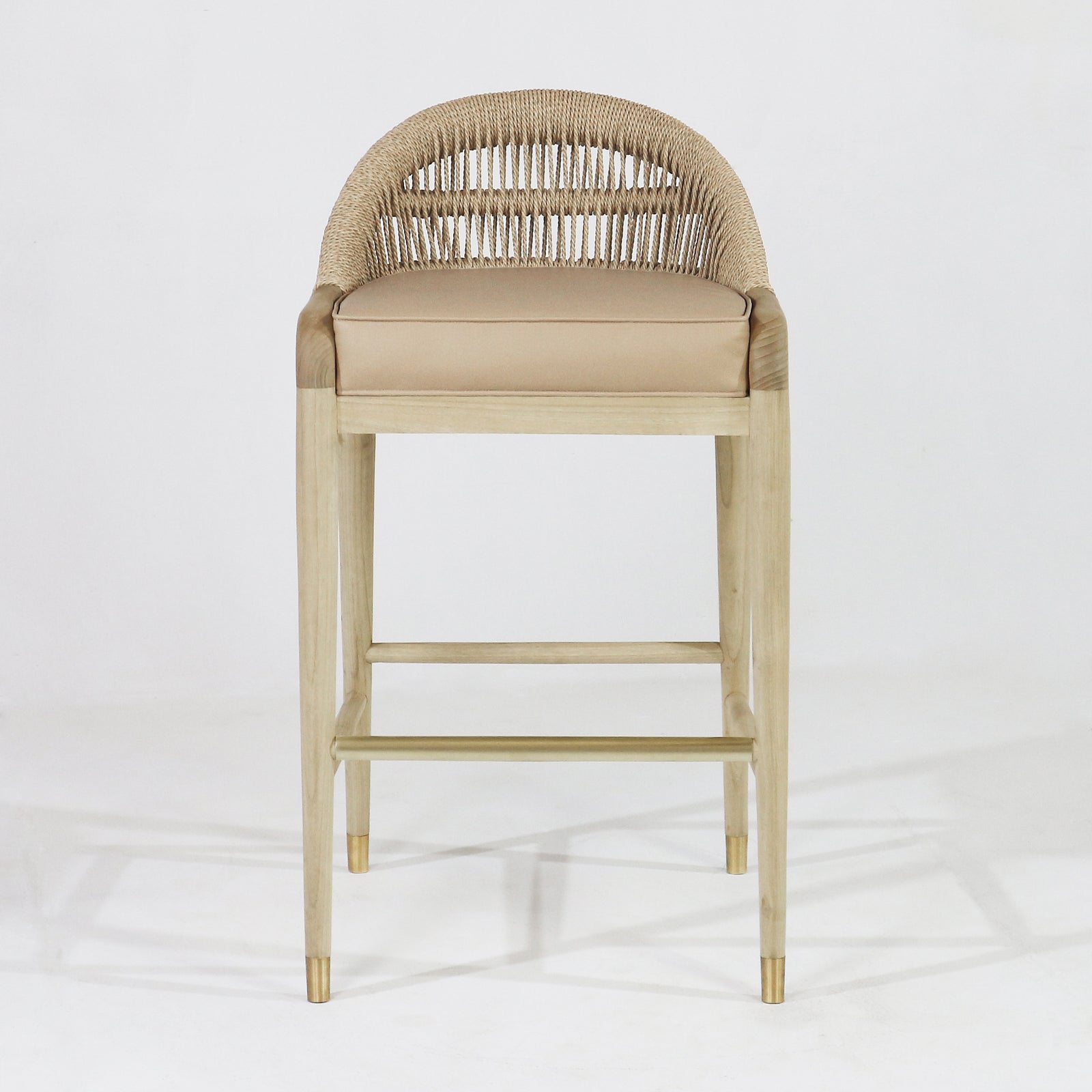 Fara Blonde Rope-Backed & Upholstered Bar Stool