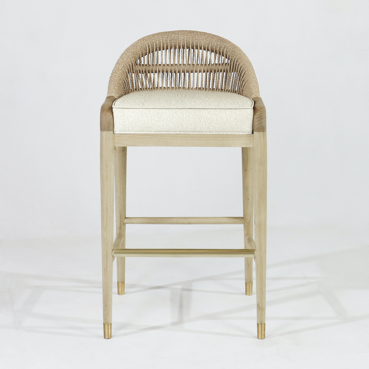 Fara Blonde Rope-Backed &amp; Upholstered Bar Stool