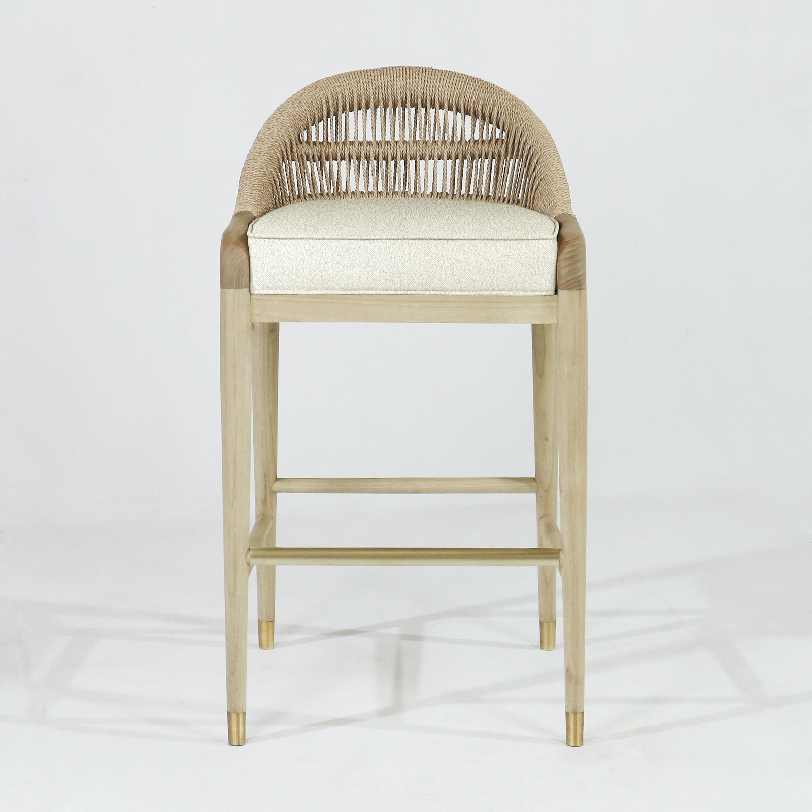 Fara Blonde Rope-Backed & Upholstered Bar Stool