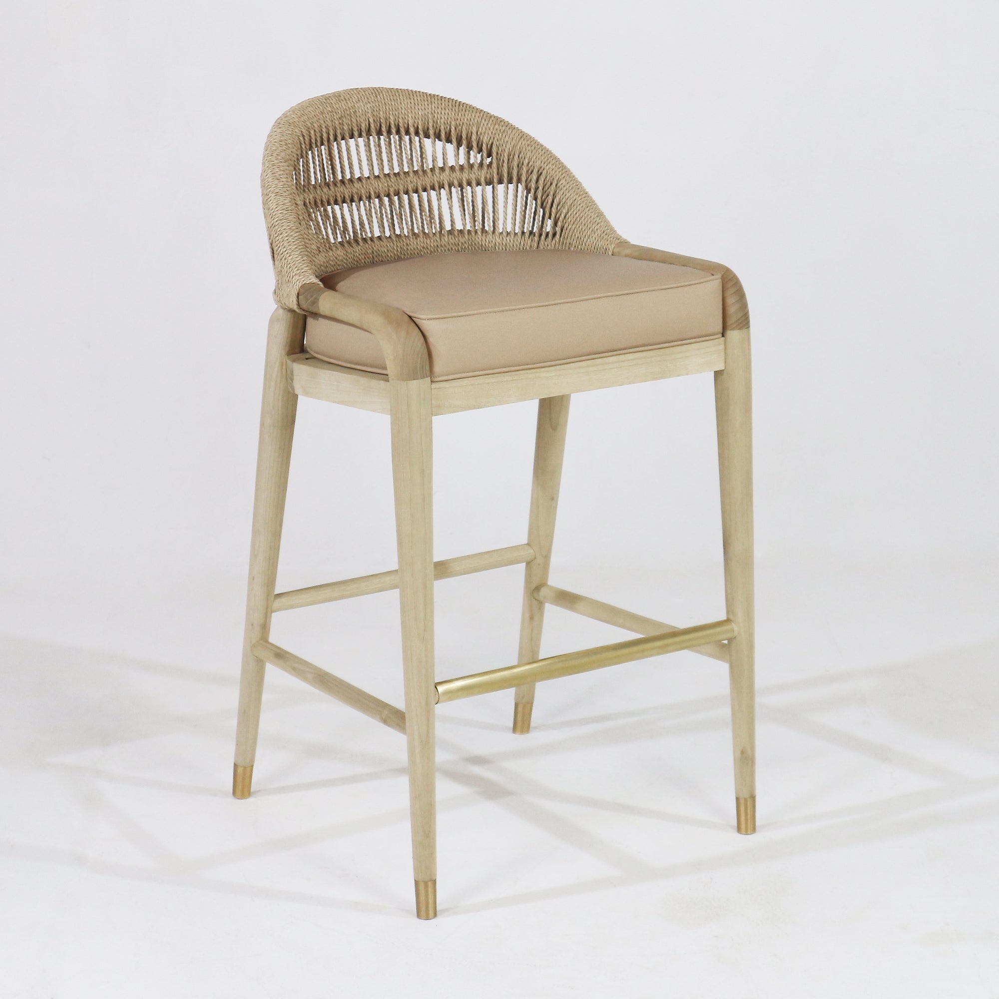 Fara Blonde Rope-Backed & Upholstered Bar Stool