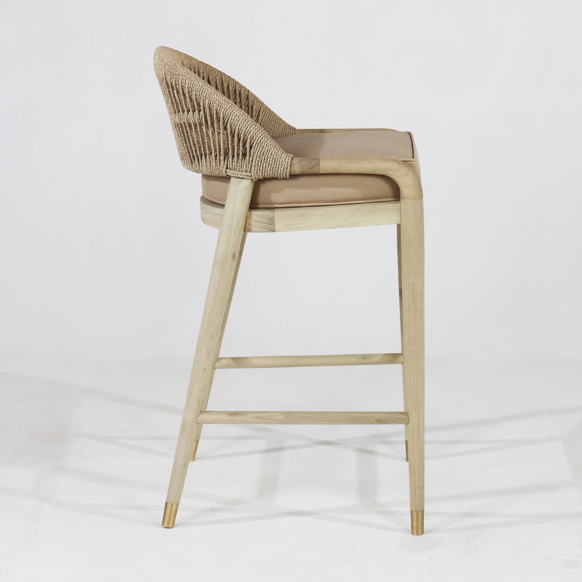 Fara Blonde Rope-Backed & Upholstered Bar Stool