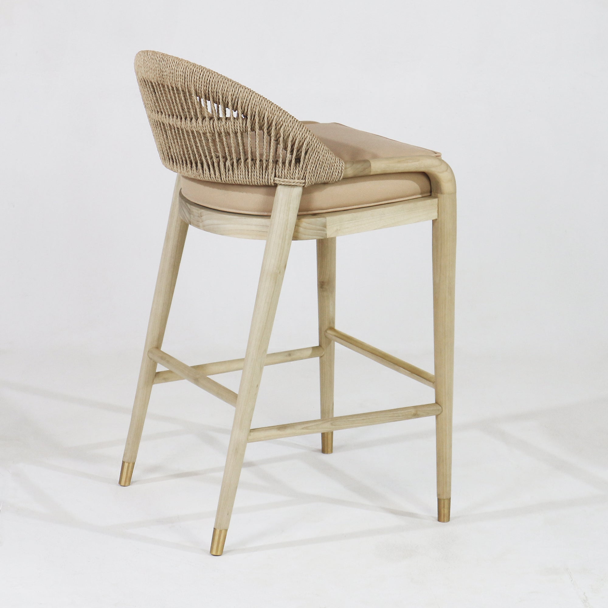 Fara Blonde Rope-Backed & Upholstered Bar Stool