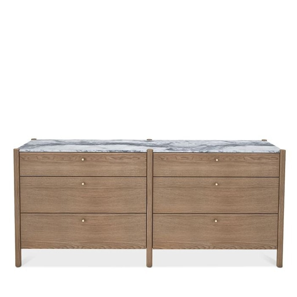 Luca White Oak 6 Drawer Dresser
