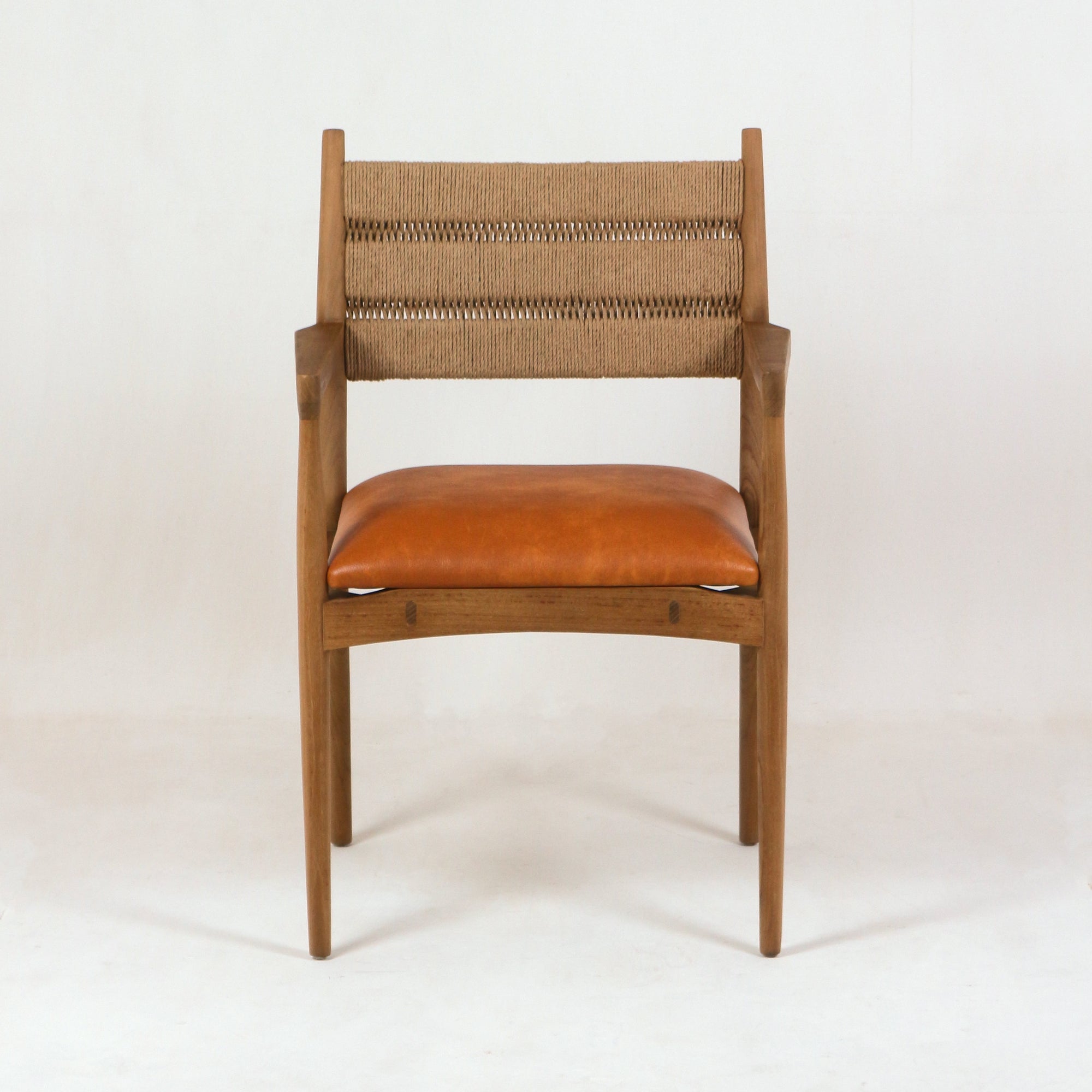 Samsara Leather & Rope Back Dining Chair - INTERIORTONIC