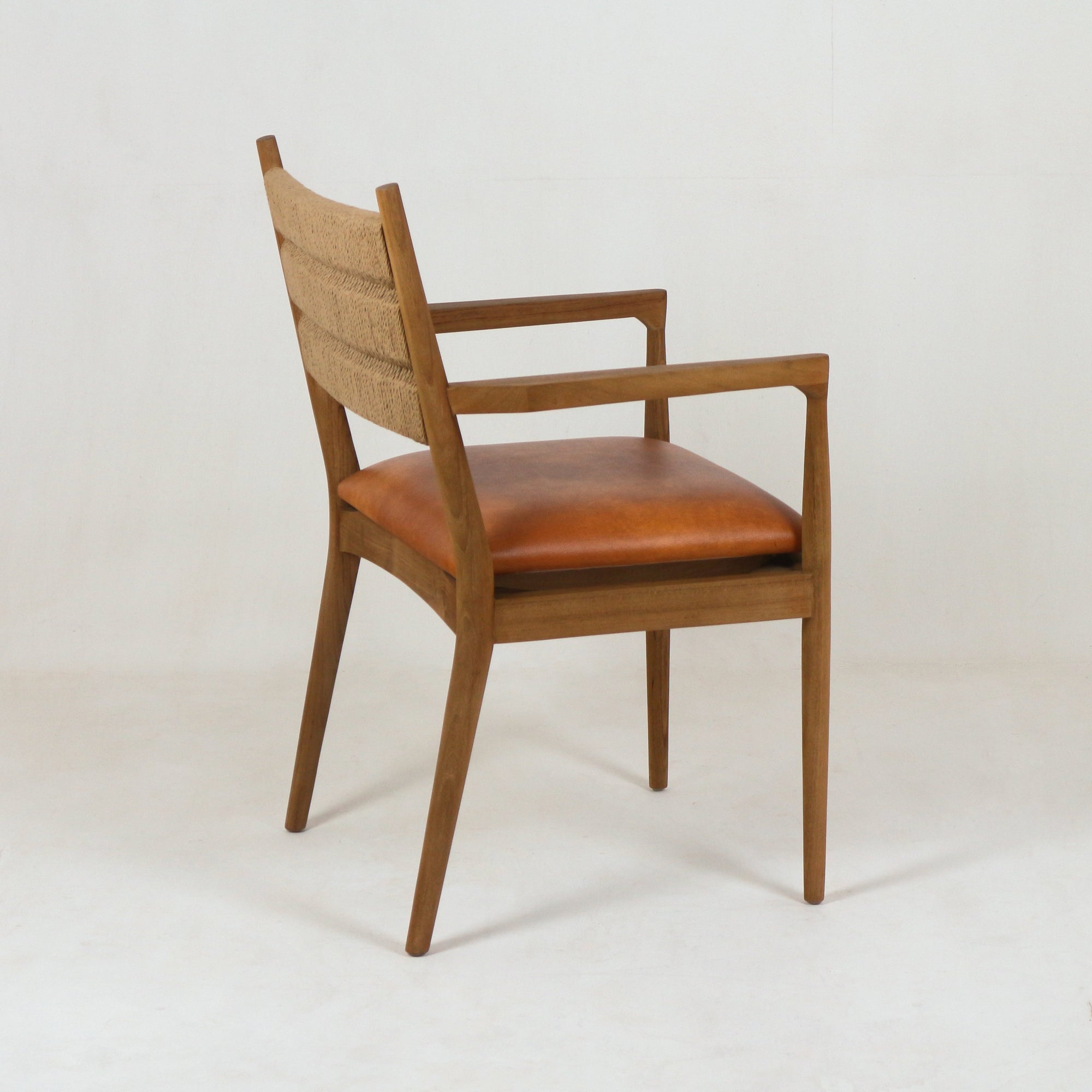 Samsara Leather & Rope Back Dining Chair - INTERIORTONIC