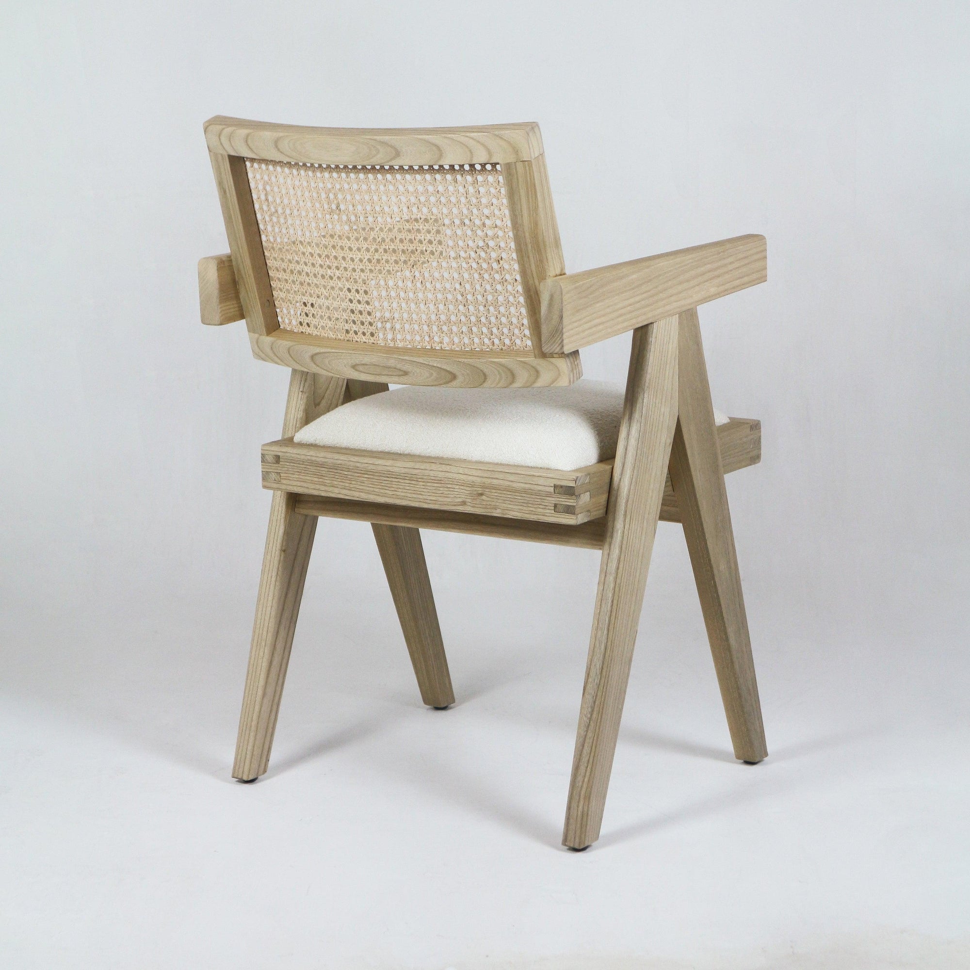 Upholstered Jeanneret Dining or Office Chair Solid Ash - INTERIORTONIC