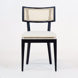 Francisco Dining Chair with Rattan Backrest and Upholstered Seat