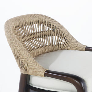 Fara Mahogony, Polypropylene Weave & Linen Upholstered Bar Stool