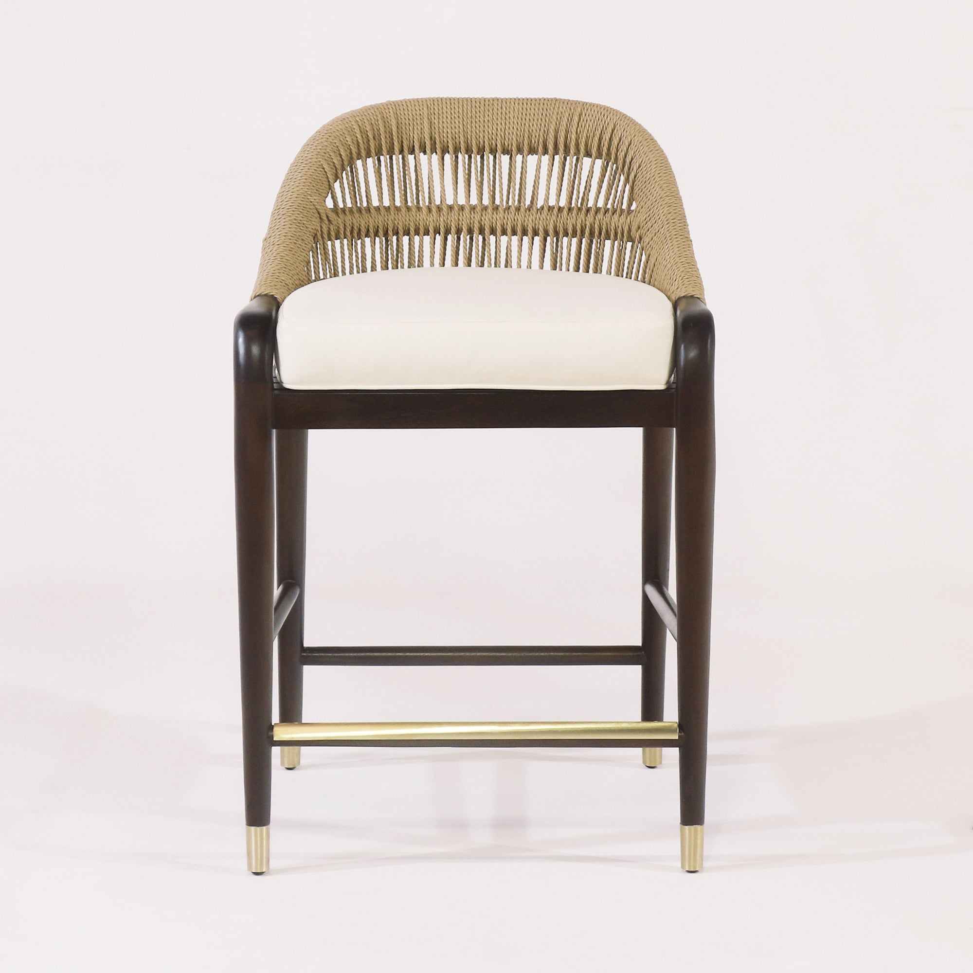 Fara Teak Rope-Backed & Upholstered Counter & Bar Stool