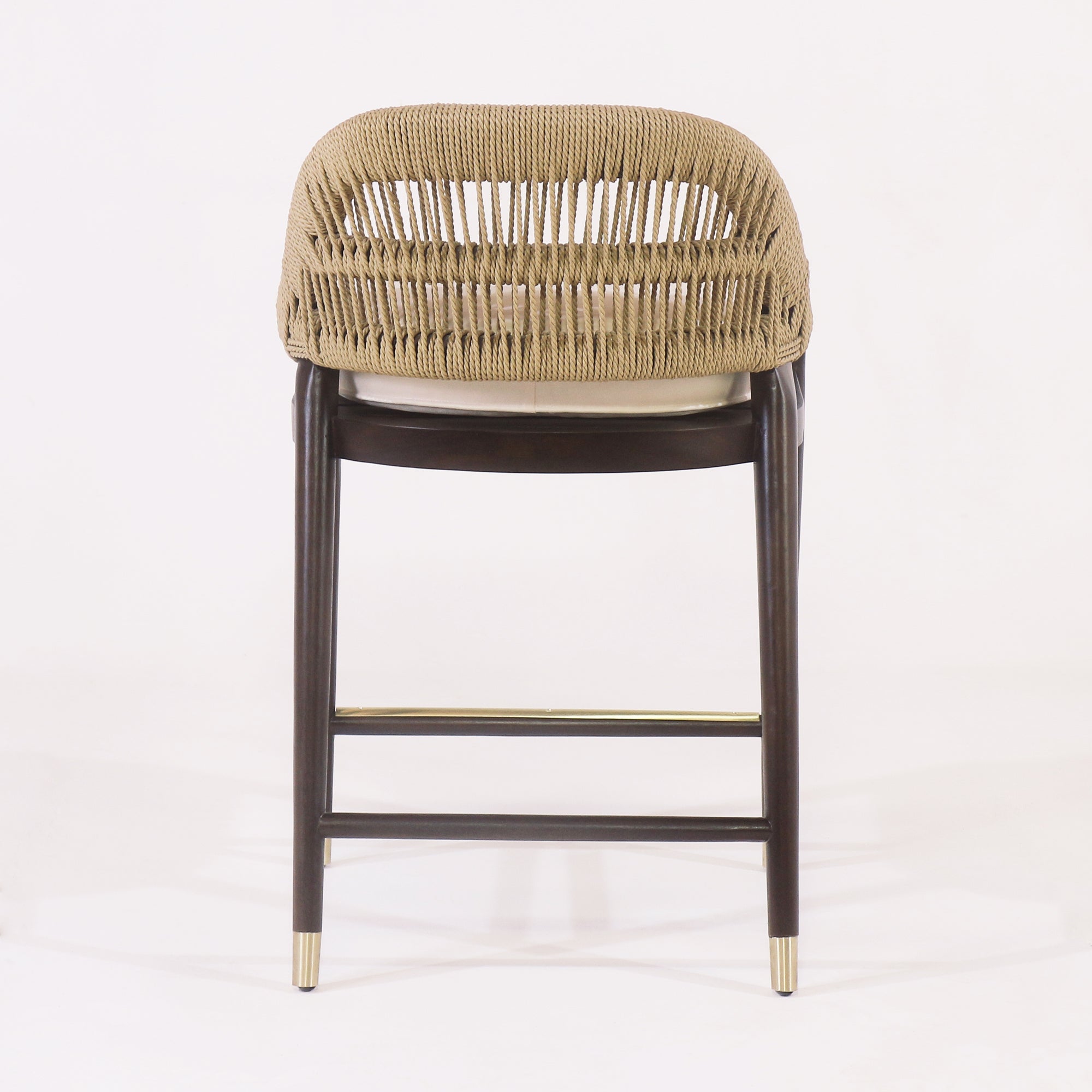 Fara Teak Rope-Backed & Upholstered Counter & Bar Stool