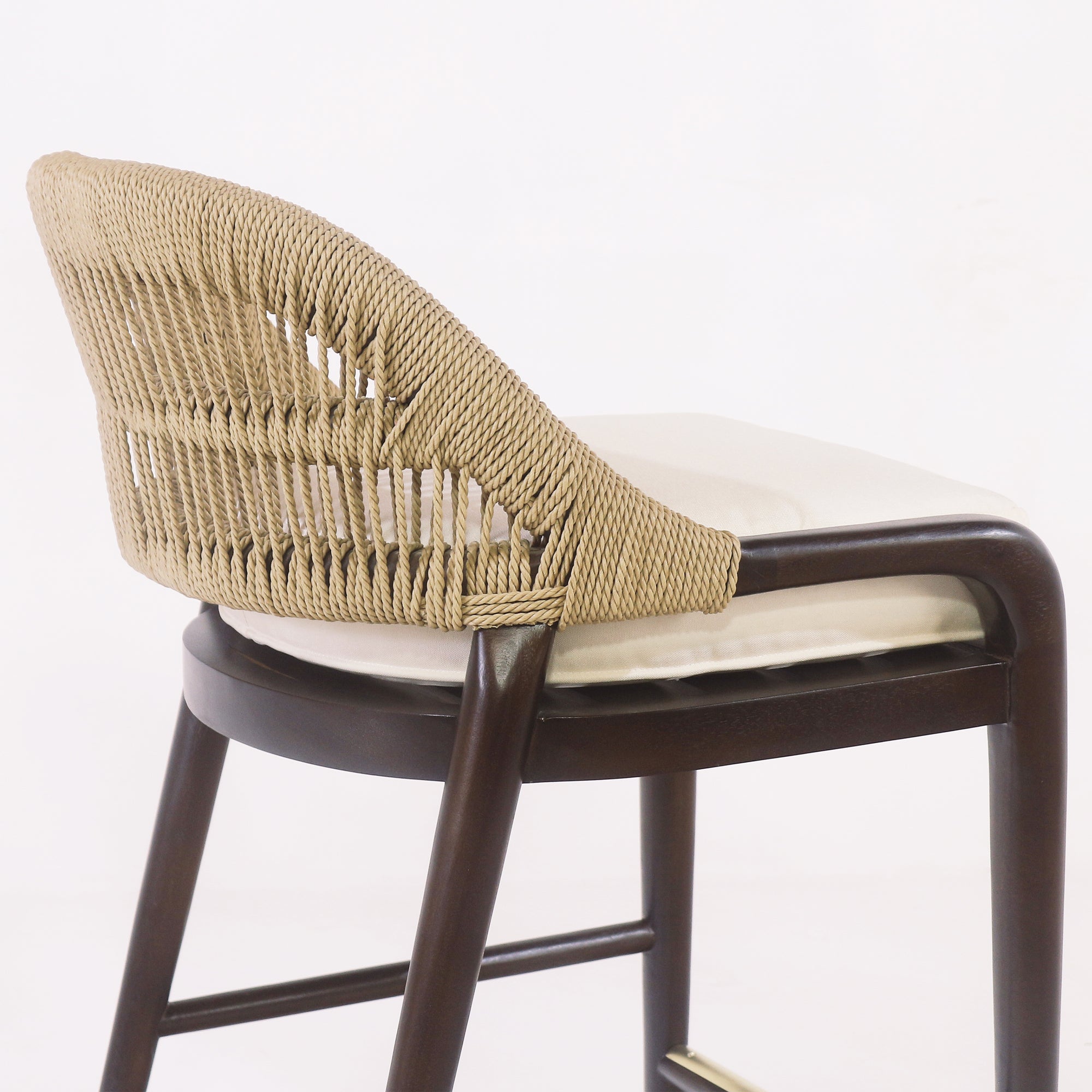 Fara Teak Rope-Backed & Upholstered Counter & Bar Stool