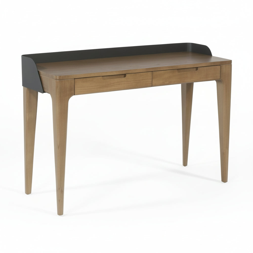 Millis Light Teak Finish with Matte Black Steel Cover Desk