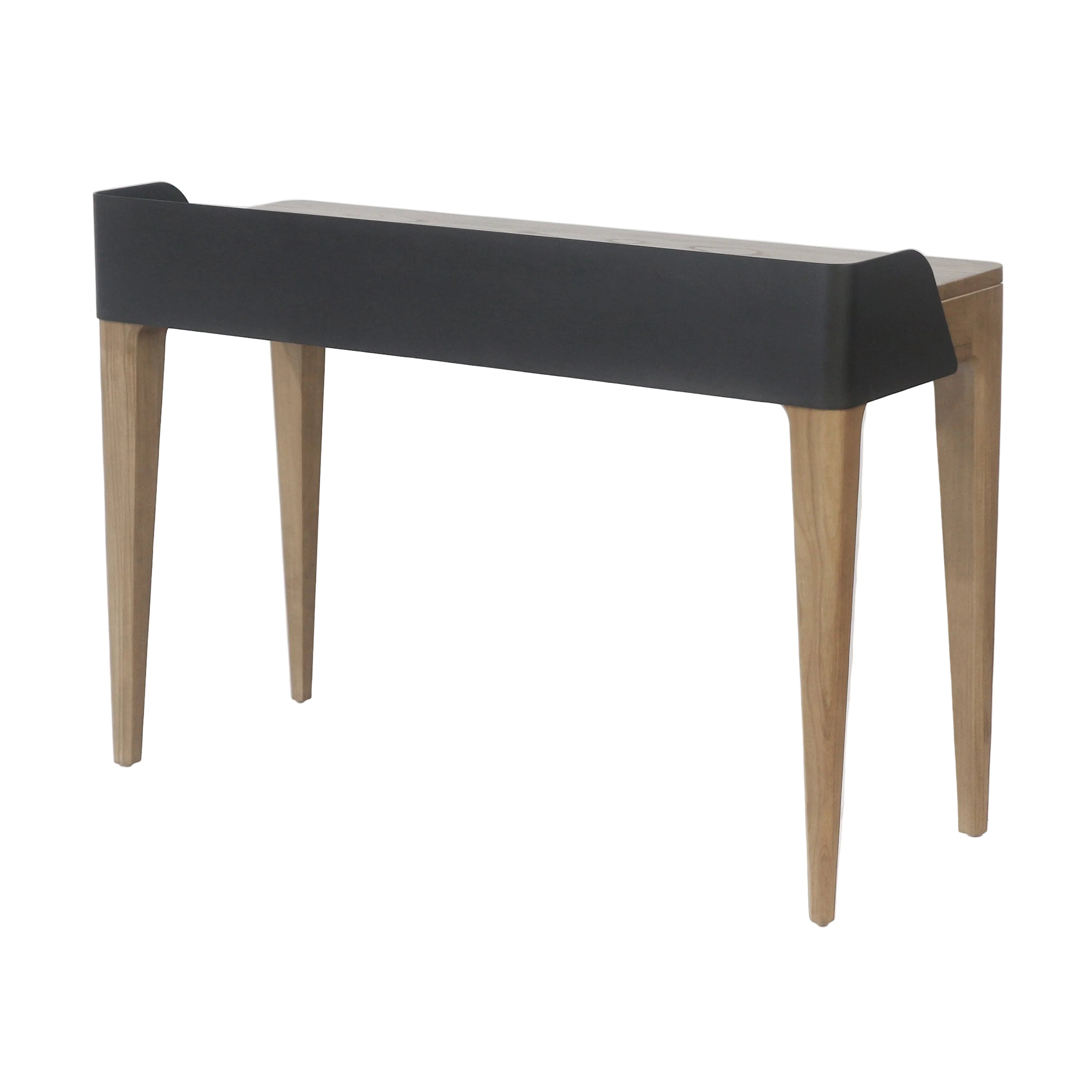 Millis Light Teak Finish with Matte Black Steel Cover Desk