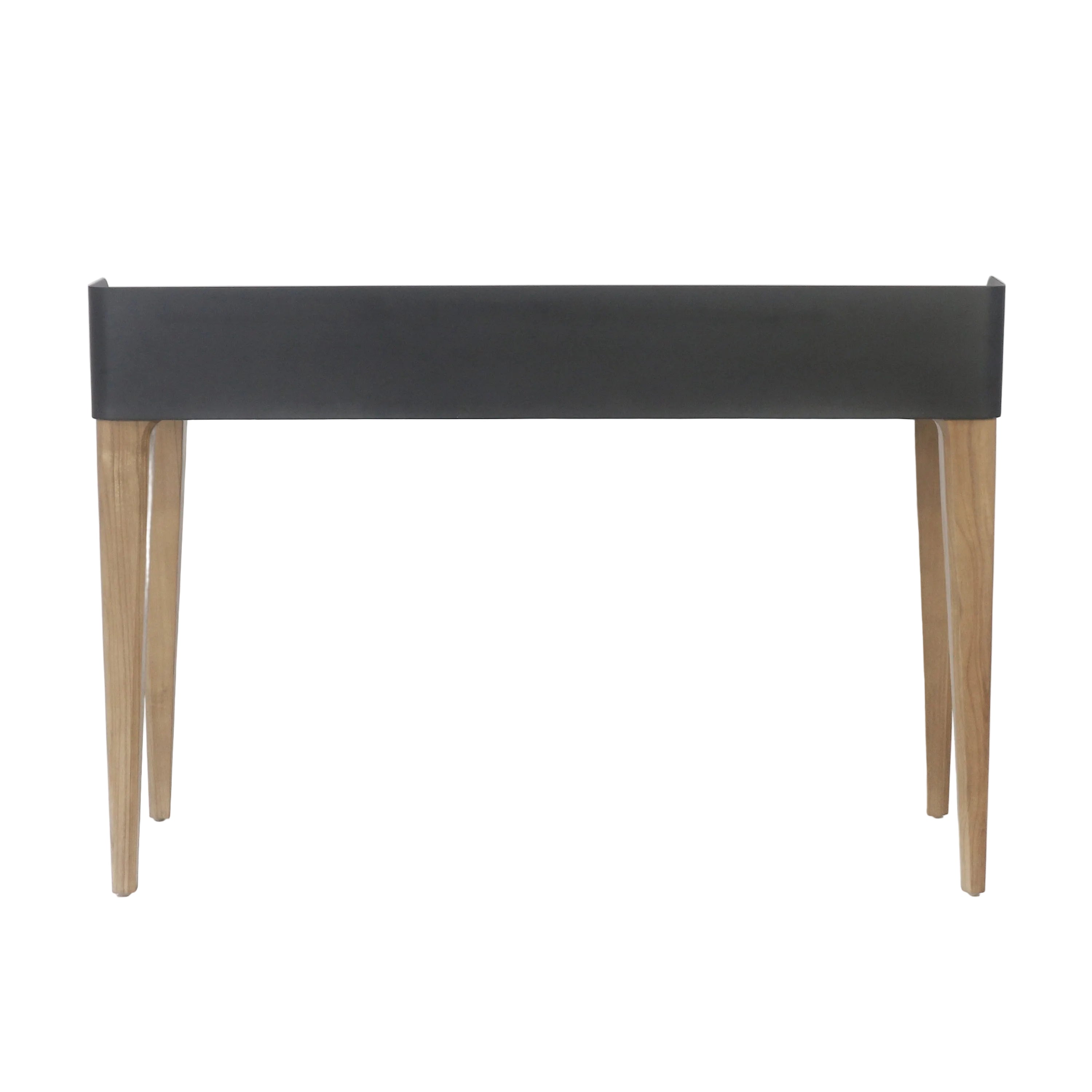 Millis Light Teak Finish with Matte Black Steel Cover Desk
