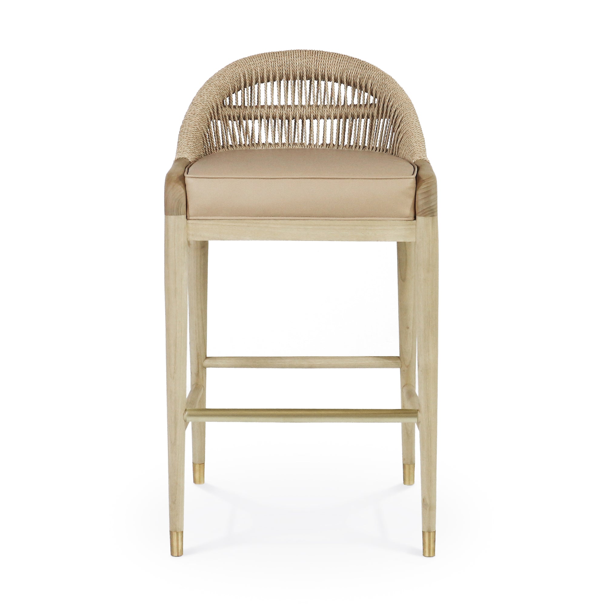 Fara Blonde Rope-Backed & Upholstered Bar Stool