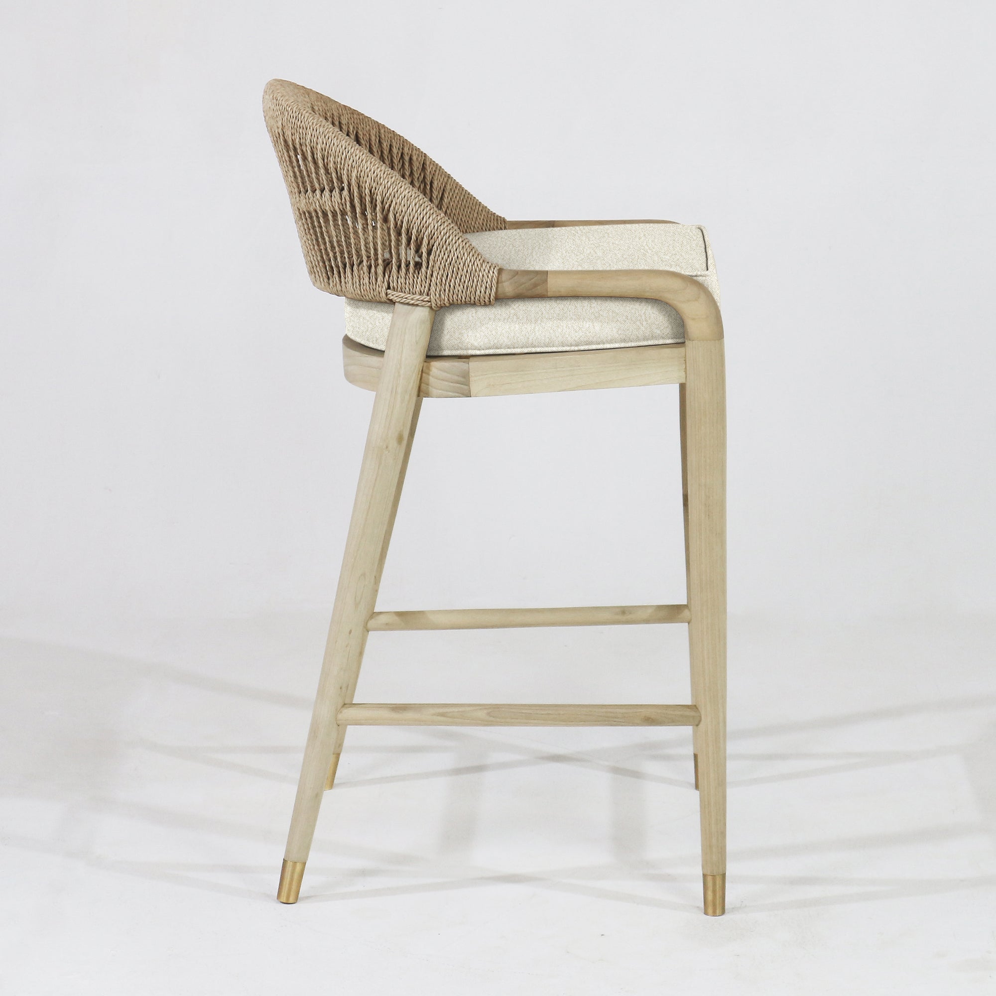 Fara Blonde Rope-Backed & Upholstered Bar Stool