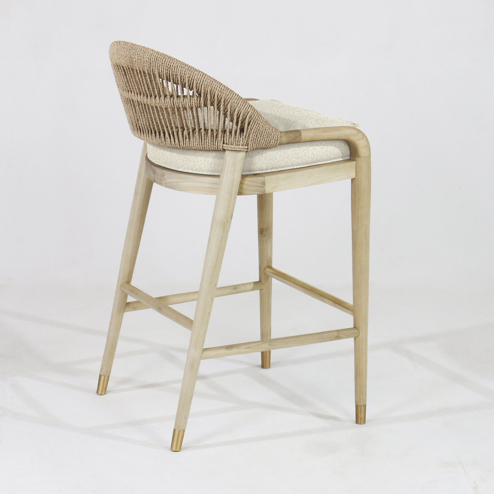 Fara Blonde Rope-Backed & Upholstered Bar Stool