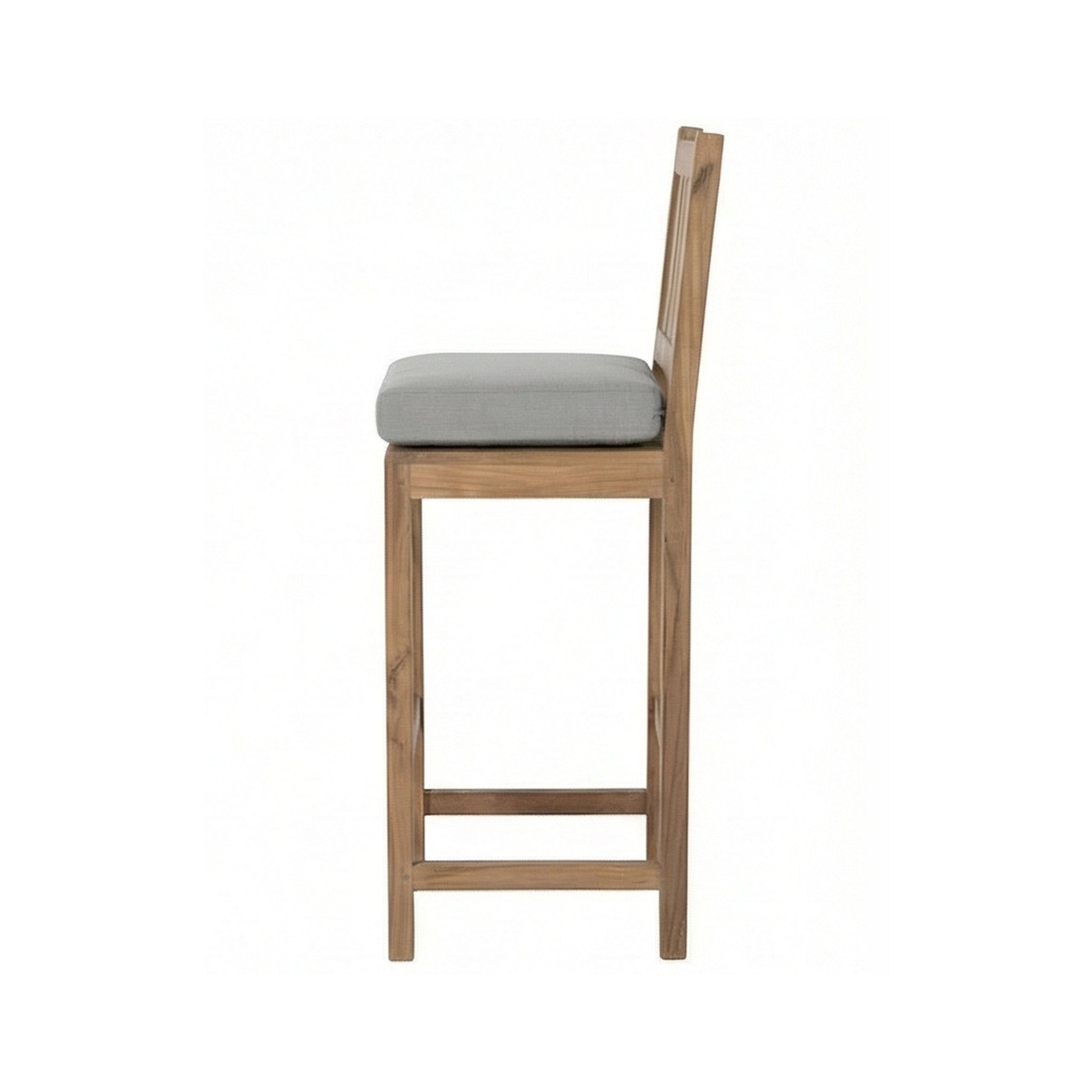 Patrice Upholstered Armless Teak Outdoor Bar Stool