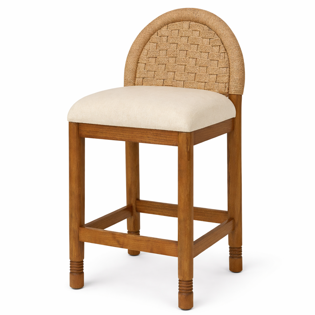 Sophia Solid Oak with Woven Back Bar & Counter Stool