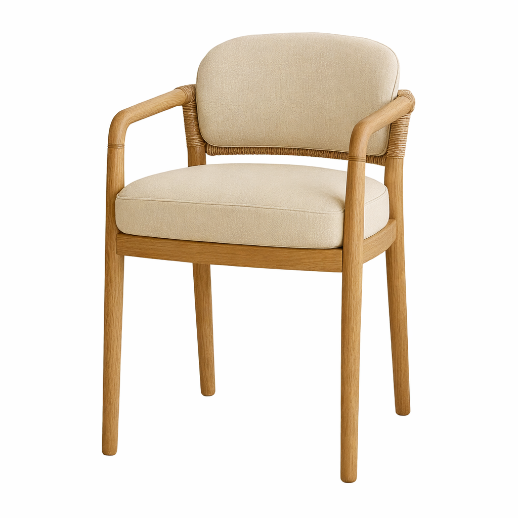 Paros Wooden Rope-Backed & Upholstered Dining Chair