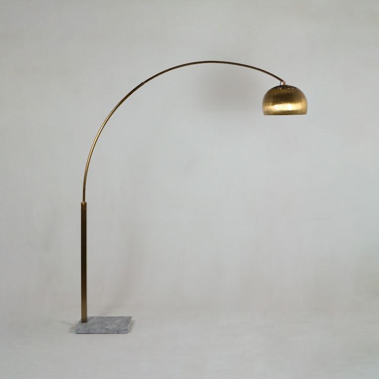 Brass Arm Lamp with Carrera Marble Foot - INTERIORTONIC