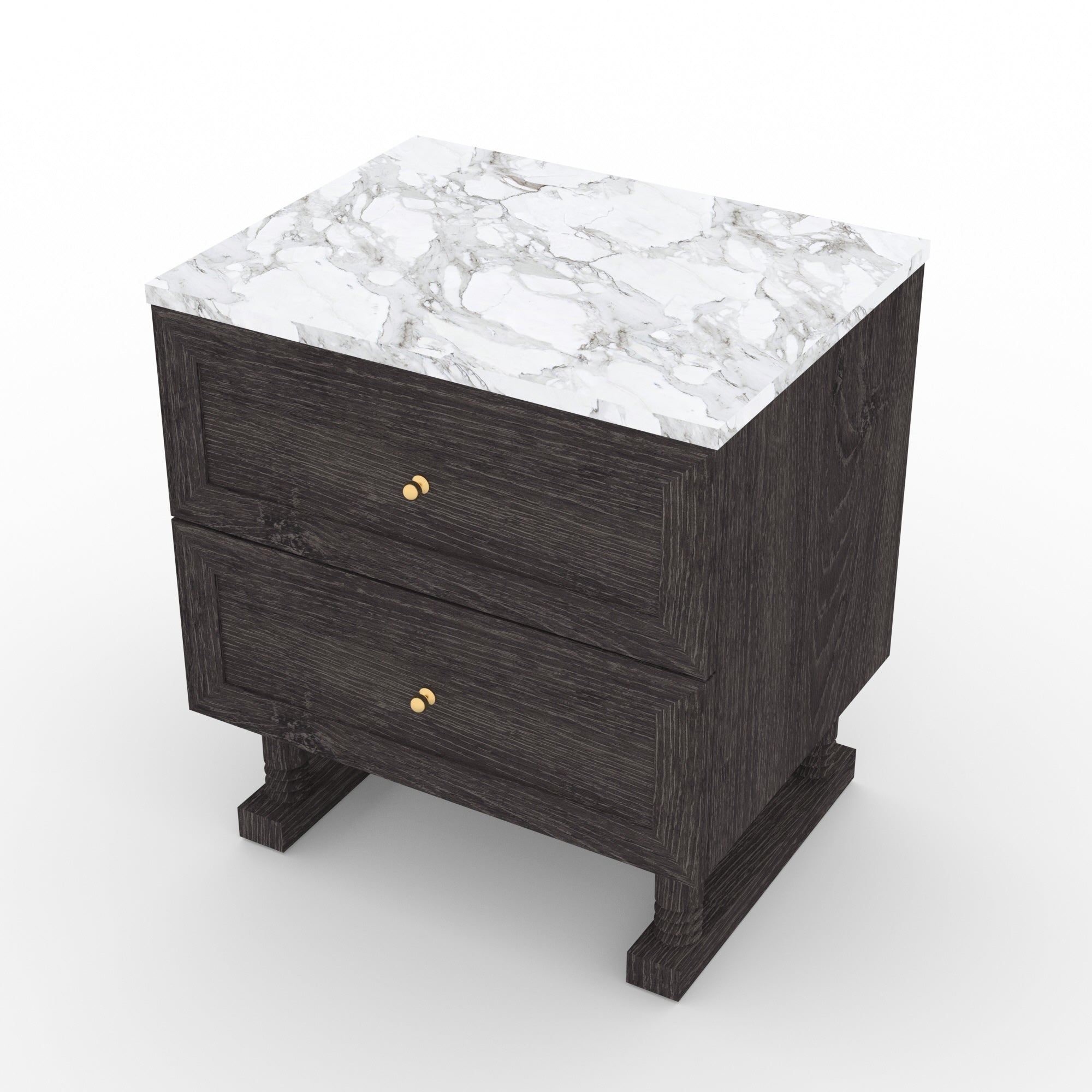 Complice Nightstand Black With Top Marble - INTERIORTONIC