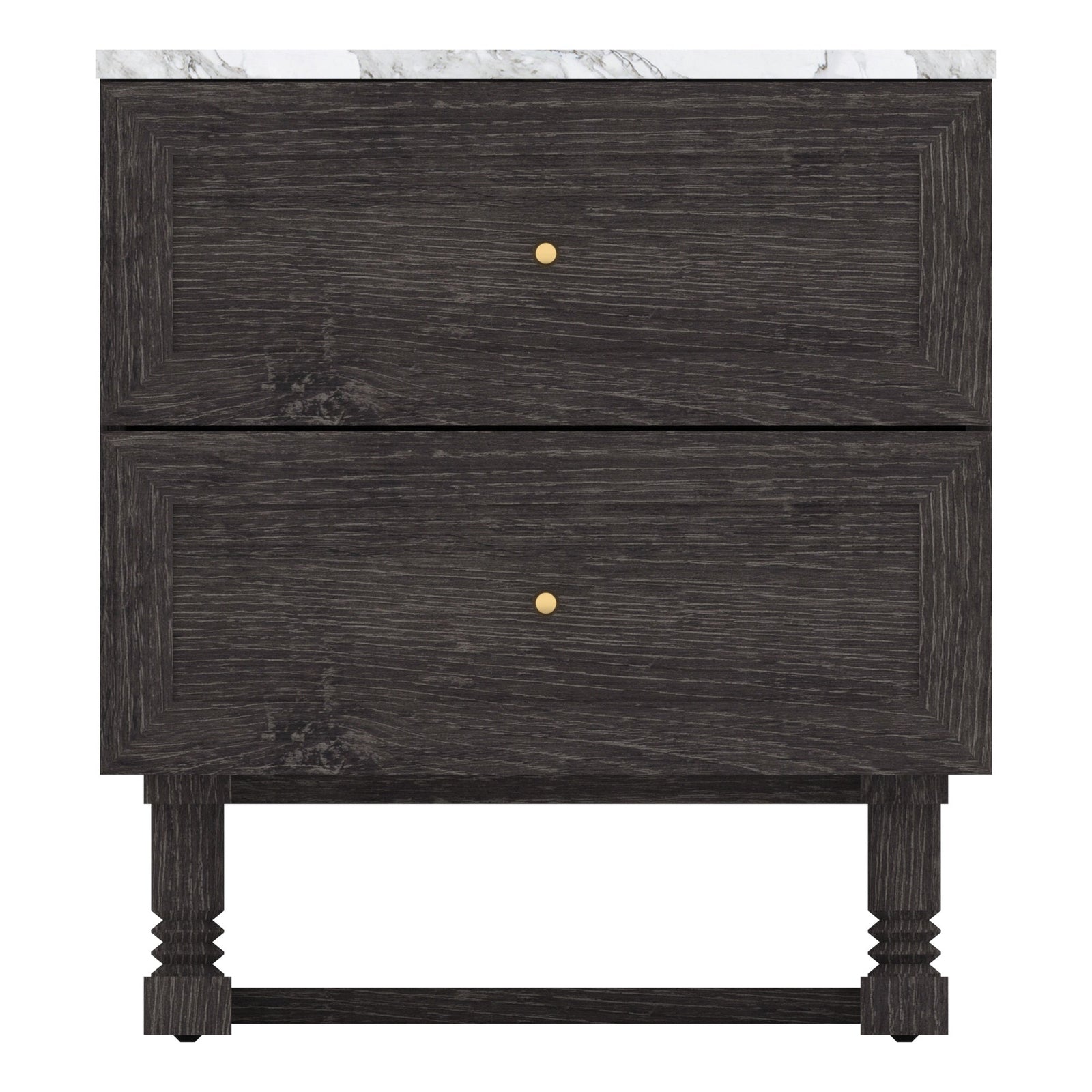 Complice Nightstand Black With Top Marble - INTERIORTONIC