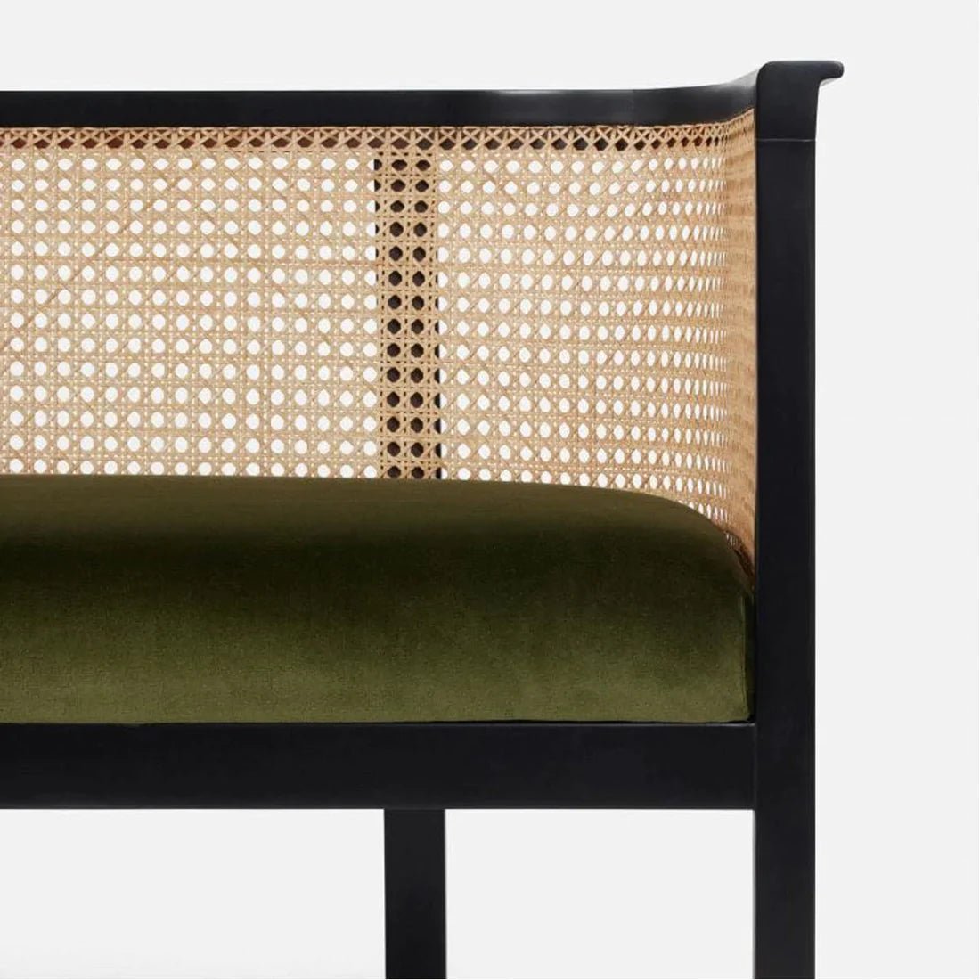 Entryway Rattan Sofa with Upholstered Seat - INTERIORTONIC